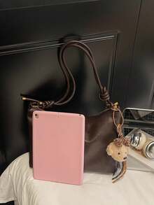 Solid Color Zipper Closure Women's Bag, Retro Versatile And Elegant Shoulder Crossbody Bag, Suitable For Women's Daily Use, Commuting, Travel - Coffee - View 8