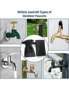 1pc Outdoor Faucet Cover, Used For Winter Freeze Protection, Pipe Insulation And Backflow Prevention, Essential For Severe Winter - Black - View 9