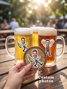 8/16/32pcs Stiker Karakter Kartun Foto Kustom, Stiker Pesta Bir yang Dipersonalisasi untuk Gelas Bir, Tas Hadiah, Pesta Bujang, Dekorasi Pesta Festival - MultiWarna - View 1