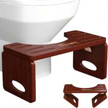 Foldable Toilet Stool,7 Inches Bamboo Poop Stool For Bathroom - Brown - View 2