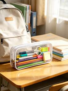 This Simple Transparent Pencil Case Set Features A Transparent Zipper And A Waterproof PVC Cosmetic Storage Bag, Perfect For Summer, Back-To-School, Teacher's Day, Graduation Ceremonies, Birthdays, And Other Occasions. - Multicolor - View 8