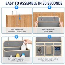 4-Tier High-Quality Multi-Pocket Upgraded Hanging Storage Bag, Reinforced Composite Fabric, Nordic Style Hanging Design, 4+3 Pocket Layout, Includes Extra Mesh Pocket, Durable Material, Suitable For Door, Wall, Bedroom, Bathroom, Pantry Storage, Space-Saving, Storage Box, Closet Organization, Increase Storage Space - View 11