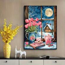 1PC DIY 5D Diamond Painting Kit Tulip Pattern - Round Full Diamond Art Mosaic Craft, Home Wall Decor, Unframed - No Frame - View 3
