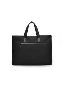 1 buah Tas Kerja Minimalis Pria, Tas Laptop Multi-Kompartemen Kapasitas Besar, Tas Tangan Komuter Pria Ringan dari Kain Oxford - Hitam - View 10