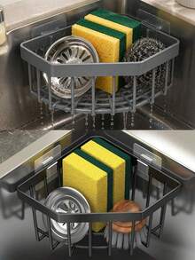 Wall-Mounted Bathroom Storage Rack, Quick Drain Organizer With 2 Adhesive Hooks. Ideal For Storing Shampoo, Soap, And Sponges. No Drilling Required, Suitable For Bathroom And Kitchen Organization. A Must-Have For Back-To-School Season. - Multicolor - View 3