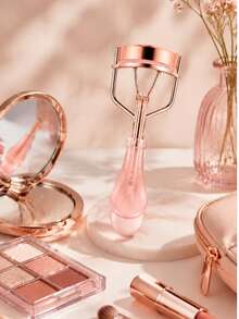Women's Makeup Eyelash Curler, Rose Gold Metal Frame With Water Drop Non-Slip Handle, Suitable For Single Eyelids And Double Eyelids, Long-Lasting Curl And Shaping, Home And Travel Makeup Tool - Pink - View 11