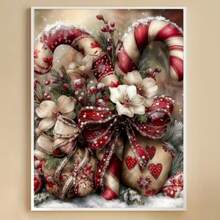 1PC DIY 5D Diamond Painting Kit Christmas Floral Pattern - Round Full Drill Art Mosaic Craft, Home Wall Decor, Unframed - No Frame - View 2