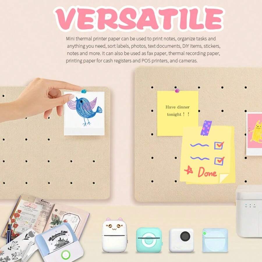 Self‑Adhesive Continuous Paper Rolls, Color & White Background, For Mini Portable Label Printer, DIY Journal Sticker, Classification Marking - Multicolor - View 1