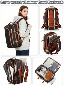 1pc Large Capacity Business Travel Backpack With Luggage Strap And USB Charging Port. Multi-Compartment Laptop Backpack With Separate Shoe Compartment And Luggage Sleeve. Practical Student Laptop Bag With Laptop Compartment. Solid Color Sports Backpack With Handle. High Capacity Student Backpack. - Black - View 2