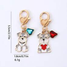 1 móc khóa hợp kim hình chó con Schnauzer hoạt hình, mặt dây treo hình trái tim đính đá rhinestone màu sắc kiểu giọt dầu, phụ kiện cho người yêu thú cưng dùng cho ba lô, túi xách, trang trí, quà tặng tinh tế nhỏ xinh - Nhiều màu - Xem 6