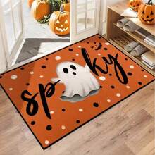 GEL HUT MUN Pauwer Halloween Door Mat Ndoor WelcomeMat, Orange SpookyGhost, Soft, Front Door, Ultra Thin, Pumpkin Doormat,Non Slip, Washable Entryway Rugs For Hallway KitchenHalloween Decor - A - View 5