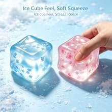 1 Peça Brinquedo de Apertar Cubo de Gelo de Cristal, Preenchido com Glitter de Flocos de Neve, Textura Macia de Maltose, TPR Elástico, Alívio de Estresse, Brinquedo de Ventilação Manual e Ponta dos Dedos, Presente Criativo de Feriado para Estudantes - Multicolorido - Visão 1
