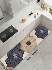1pc 3.5mm Cuttable Diatom Mud Mat, Vintage Line Floral Pattern, Cushioned Anti-Fatigue Kitchen Non-Slip Mat, Suitable For Kitchen, Bathroom, Entryway, Hallway, Living Room, Outdoor Garden, Bathroom - Multicolor - View 12