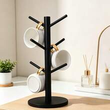 Wooden Desktop Cup Holder, Multi-Slot Water Cup Rack, Coffee Cup Storage Display Shelf, Home Organizer - A - View 4
