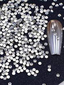 Flat Round Rhinestones SS6 SS10 SS12 Nail Art Crystals Clear White AB Black DIY Decoration For Phone Cases Clothing 1440pcs/Pack - A - View 7