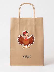 10/20/40pcs Custom Photo Thanksgiving Turkey Sticker, Personalized Kid Turkey Decal For Mugs Cups Gift Bags Party Favor Autumn Holiday Decoration - Multicolor - View 14