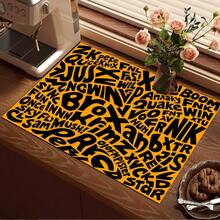Alfombrilla de drenaje con estampado/Alfombrilla absorbente/Alfombrilla de secado para cafetera y vajilla - Protector de mesa de poliéster absorbente con respaldo de goma antideslizante, para decoración de encimera de cocina - Mantel individual para bar en casa y mesa de comedor - Multicolor - Ver 5