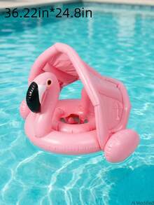 Animal Themed Inflatable Swimming Float Bed With Detachable Sun Canopy, Flamingo/Swan Pool Float, Summer Pool Accessory, First Day Of School - Multicolor - View 7