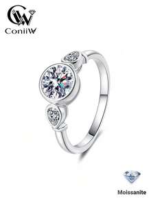 ConiiW A 1.6-Carat Round Pear-Shaped Moissanite Bubble Ring In 925 Sterling Silver, Unisex, Simple And Suitable For Everyday Wear. - Silver - View 2