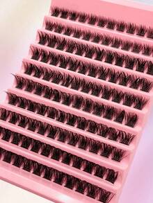 Asiteo 120pcs D Curl Fluffy False Eyelashes, Soft Stem, Natural Look, Suitable For Daily And Occasion Wear, Salon-Grade Density, Easy DIY Application, Mixed Length, Comfortable Wear, Suitable For Makeup Enthusiasts - D - View 7