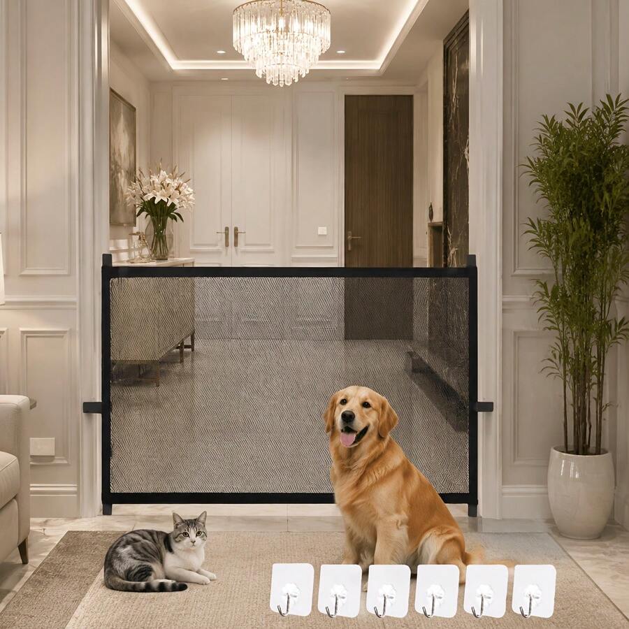 No-Drill Pet Fence Gate Mesh, Easy Installation Without Drilling, Suitable For Indoor And Outdoor Use. As A Partition Fence, Applicable For Doorways, Hallways, Balconies, Yards, Cats And Dogs, Dual-Purpose Protection, Easy Installation For Home And Yard, Thoughtful Gift For Pet Owners, Suitable For Dog And Cat Families, Can Be Given As A Housewarming Gift Or Pet-Themed Holiday Gift