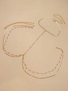 1pc Fashionable Sexy Crystal Embellished Halter Waist Chain, Suitable For Beach Party, Holiday Gift - Gold - View 3