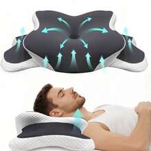 Ergonomic Memory Foam Butterfly Neck Pillow, C-Shaped/Dual Height Adjustable, Transparent Cover Support, Suitable For Side/Back/Stomach Sleeping, Sleep Aid Pillow For Travel And Home Use, Machine Washable - B - View 1
