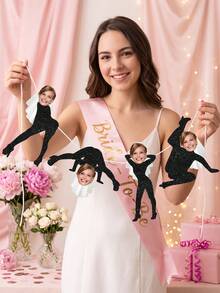 8/12/16pcs Custom Photo Bachelorette Face Banner,Bride Face With Veil,Funny Bach Party Decorations - Multicolor - View 4