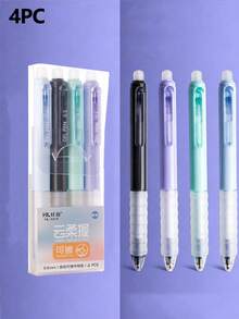 4pcs Minimalist Erasable Ballpoint Pens, 0.5mm Blue/Ink Ink Options, Soft Grip, Solid Color Button, Easy To Erase, Heat Erasable Pens, Thermosensitive Erasable Gel Pens, Suitable For Learning, Office, Exams And Back To School Season - Default - View 13