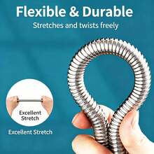 1pc Stainless Steel Flexible Shower Hose Long Bathroom Shower Water Pipe Extension Tube Bathroom Accessory Withstands 8.82LB Water Pressure - Silver - View 3