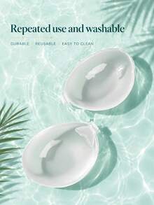 1 Pair Reusable Transparent Invisible Breast Petals For Women, Washable And Waterproof, Suitable For Backless Dresses, Strapless Tops And Party Outfits - Silicone Transparent Round Cup - View 6