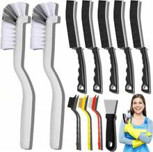 SOKANY 11Pcs Crevice Cleaning Brush Set, Hard Bristle Cleaning Supplies For Kitchen, Bathroom, Corner, Grout, Sink - 11 Pcs - View 1