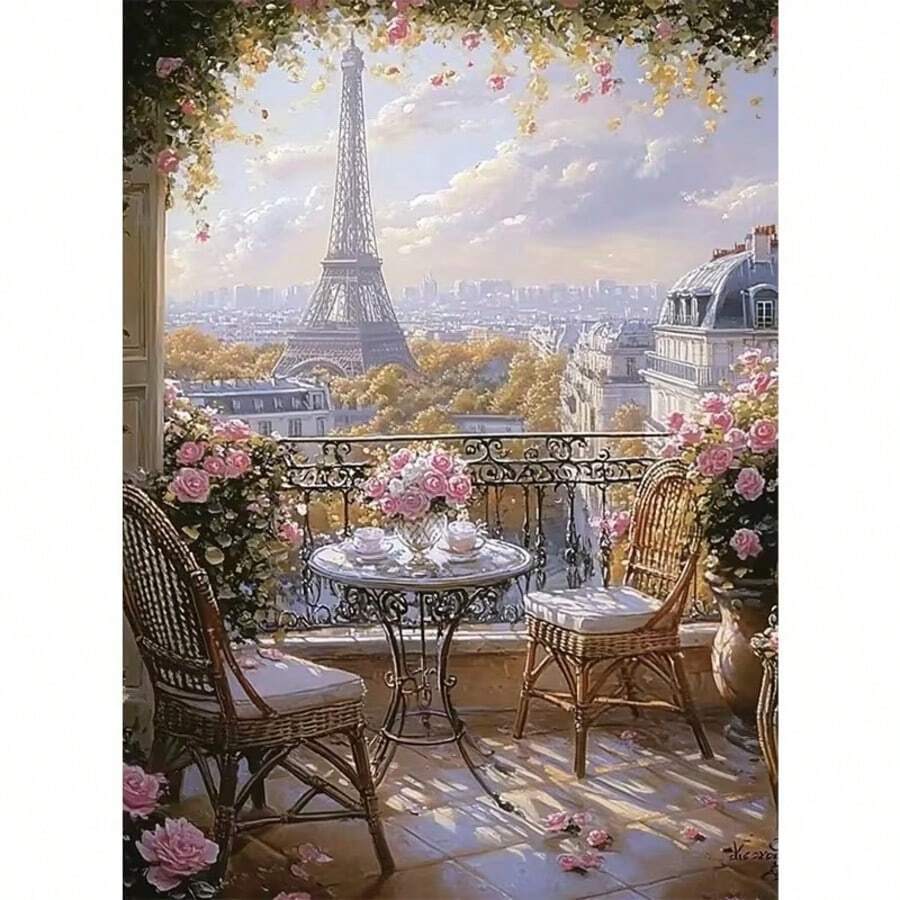 1PC DIY 5D Diamond Painting Kit Paris Landscape Pattern - Round Full Drill Art Mosaic Craft, Home Wall Decor, Unframed - No Frame - View 1