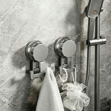 Rotatable Suction Cup Hook, Drill-Free Removable Wall Hook, Suitable For Bathroom Shower, Kitchen Towel Bathrobe, Reusable Heavy Duty Hanging Hook, Multi-Functional Practical Hook - Gunmetal Gray - View 2