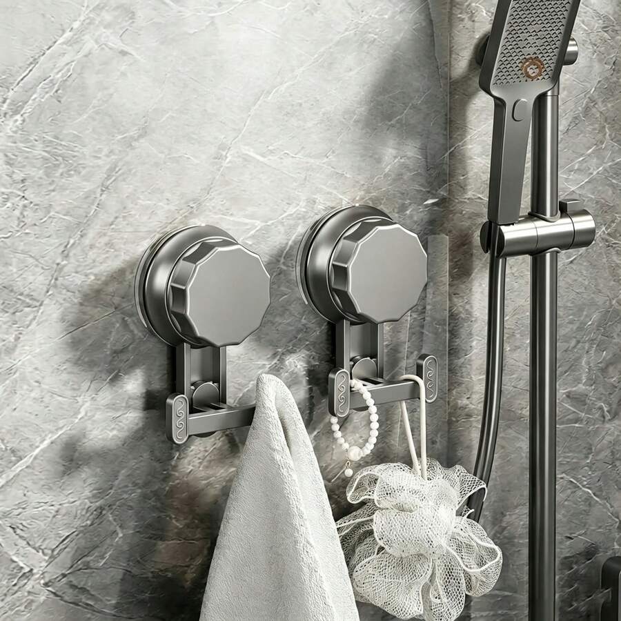 Rotatable Suction Cup Hook, Drill-Free Removable Wall Hook, Suitable For Bathroom Shower, Kitchen Towel Bathrobe, Reusable Heavy Duty Hanging Hook, Multi-Functional Practical Hook