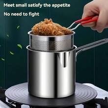Stainless Steel Multi-Function Mini Deep Fryer Oil Strainer Pot, Deep Design, Home And Commercial Use, Induction Cooktop Compatible, Oil-Saving - View 3