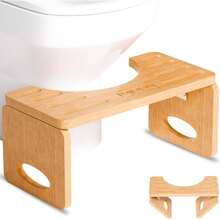 Foldable Toilet Stool,7 Inches Bamboo Poop Stool For Bathroom - Brown - View 1