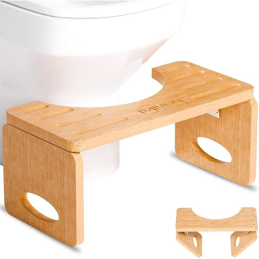 Foldable Toilet Stool,7 Inches Bamboo Poop Stool For Bathroom - Brown - View 1