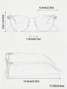 1pc Men's Geometric Pattern Plastic Full Frame Minimalist Modern Style Transparent Lens Glasses For Daily Life, Reading, Gaming, TV, Anti-Eye Fatigue - Clear - View 4