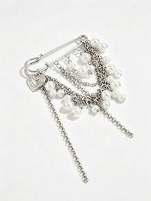 1pc Women's Adjustable Brooch, Pant Chain, Decorated With Pearls And Chain Link Design - Punk Rock Style Belt, Suitable For Jeans, Trousers, Skirts And Body Accessories, A Cute Hip-Hop Style Accessory For Women, Perfect For Parties, Festivals, Concerts, Holidays And Daily Y2K Style Occasions - Silver - View 4