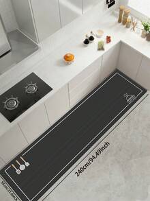 1pc Minimalist Line Style Kitchen Theme Pattern 3.5mm Soft Rubber Kitchen Mat, Absorbent & Dirt-Resistant Small Rug, Bathroom Mat, Outdoor Doormat, Suitable For Kitchen, Bathroom, Laundry Room, Living Room, Garden, Indoor - Multicolor - View 15