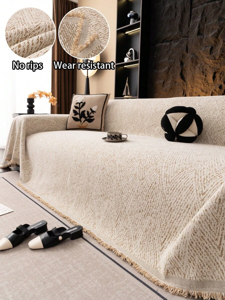 1pc Banana Leaf Sofa Throw Blanket, Lightweight Luxury Minimalist Sofa Cover, Non-Slip, Dust-Proof, Scratch-Resistant, Suitable For Living Room, Bedroom, Study, All Seasons, Reversible