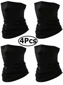 1pc/4pcs Unisex Solid Color Sun Protection Neck Gaiter Face Mask, Breathable Outdoor Fishing Cycling Commuting Multi-Use Mask - Multicolor - View 1