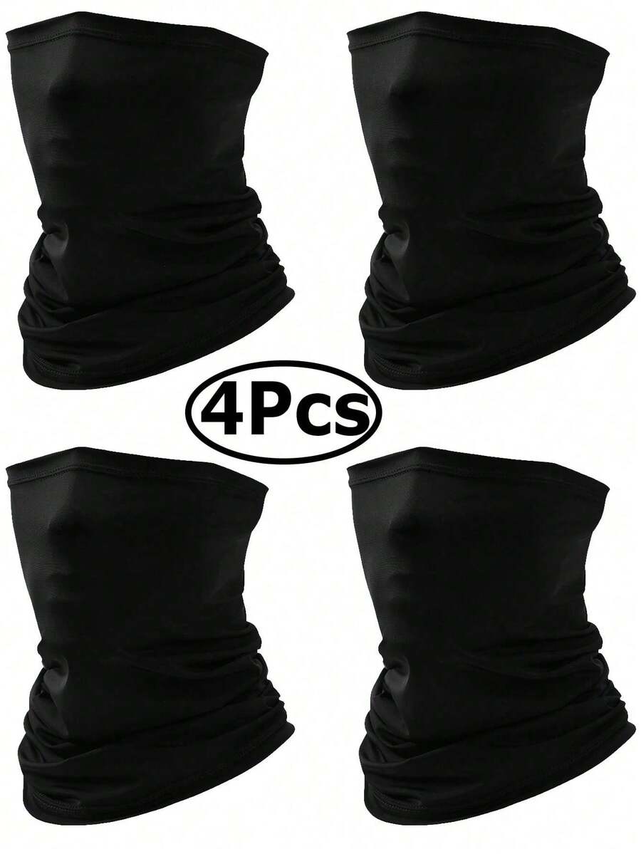 1pc/4pcs Unisex Solid Color Sun Protection Neck Gaiter Face Mask, Breathable Outdoor Fishing Cycling Commuting Multi-Use Mask - Multicolor - View 1