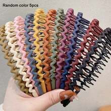 1/5/10pcs Set Girls Candy Color Solid Color Headbands, Non-Slip Tooth Design, Girls Face Wash Headbands, Hair Accessories, Headbands - Multicolor - View 8