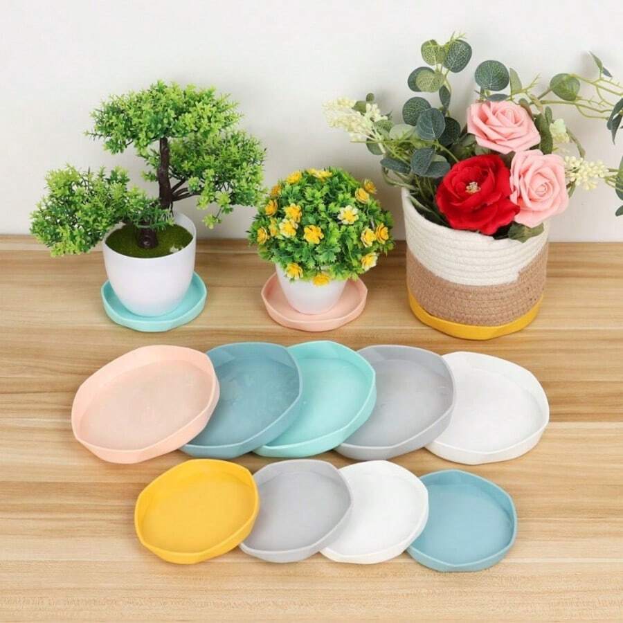1pc Thickened Plastic Resin Flower Pot Tray Base Pad Round Water Catching Tray Flower Pot Holder Succulent Color Palette