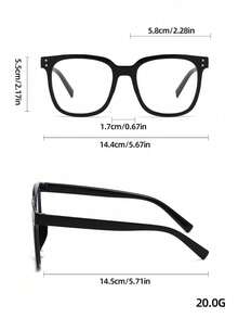 1PC Unisex Square Frame Fashion Black Glasses,Clear Lens,Plastic Material, , Casual Style, Solid Color, Suitable For Outfit Matching - Clear - View 5