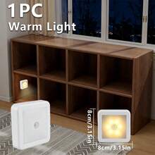 6pcs/LED Motion Sensor Night Light, Smart PIR Sensor, Auto On/Off, Bedside Lamp, AAA Battery Powered, Easy Installation, Suitable For Bathroom, Bedroom, Hallway, Stairs, Cabinet, Garage - one-size - View 16
