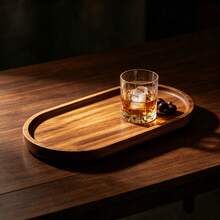 5pcs Acacia Wood Food Display Trays, Oval Vintage Wooden Plates, Crafted From Natural Acacia Wood, Exquisite Craftsmanship, With Raised Edge Design To Prevent Food From Slipping. Suitable For Breakfast Snacks, Cheese, Dried Fruits, Baked Desserts, And Also As Desktop Storage Trays For Small Items. Easy To Clean And Maintain, Supports Stackable Storage, Rustic Natural Wood Style, Perfect For Home Display, Holiday Gatherings, And Gifts. - View 6