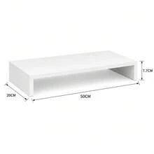 1pc White Monitor Stand, Desktop Computer Screen Riser & Laptop Stand, Office Desk Storage Organizer, Monitor Shelf With Keyboard Storage Space, Space-Saving Desktop Organizer, Suitable For Home Office, Study And Dorm - Multicolor - View 8